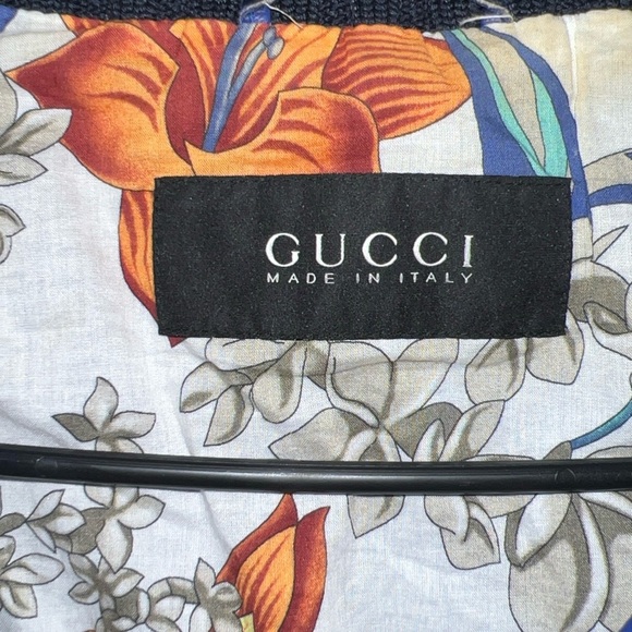 Gucci Madonna Blue Leather Bomber Jacket Size 58 - Picture 3 of 5